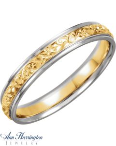 14k 2-Tone 4 mm Women's And Men's Comfort Fit Wedding Band, E955