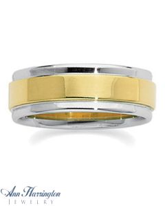 18k Yellow Gold/Platinum Women's And Men's Comfort Fit Wedding Band, E969