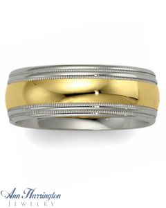 14k 2-Tone 8 mm Women's And Men's Comfort Fit Wedding Band, E970