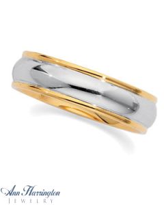 18k Yellow Gold/Platinum Women's And Men's Comfort Fit Wedding Band, E974