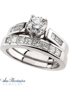 14k White Gold 5/8 ct tw Diamond Cathedral Engagement Ring, Semi Mounting