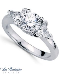 14k White, Yellow Gold or Platinum 1/2 ct tw Trillion Cut 3-Stone Diamond Engagement Ring, 6.5 mm Semi Setting