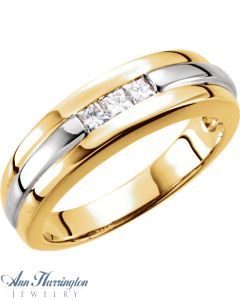 14k 2-Tone Gold 1/4 ct tw Women's and Men's Diamond Wedding Band, F0130