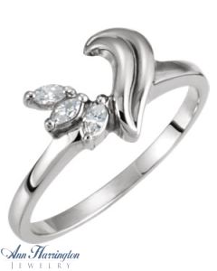 14k White, Yellow Gold or Platinum 1/10 ct tw Marquise Diamond Ring Wrap, F0169