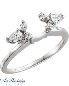 14k White or Yellow Gold 1/3 ct tw Pear and Round Diamond Ring Wrap, F0171