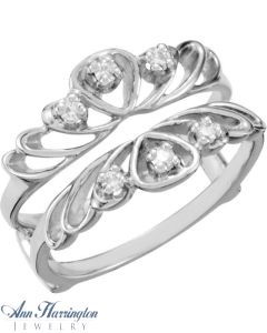 14k White or Yellow Gold 1/8 ct tw Diamond Petal Openwork Ring Guard, F0175