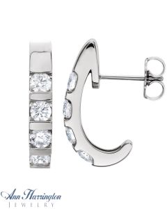 14k White or Yellow Gold 1/2 ct tw Diamond J Hoop Earrings