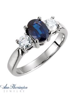 Platinum 7x5 Genuine Blue Sapphire And 3/8 ct tw Diamond Ring