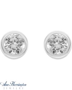 14k White or Yellow Gold 1/2 ct tw Diamond Stud Bezel Earrings