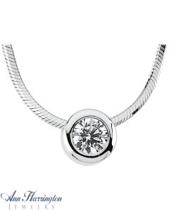 14k White or Yellow Gold 1/4 ct Diamond Solitaire Bezel Necklace, F1139-8