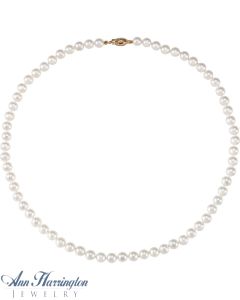 14k Yellow Gold 6.0-6.5 mm White Akoya Cultured Pearl Strand Necklace