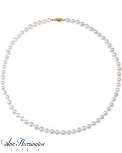 14k Yellow Gold 6.0-6.5 mm White Akoya Cultured Pearl Strand Necklace