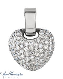 14k White or Yellow Gold 1 ct tw Diamond Pave Heart Pendant