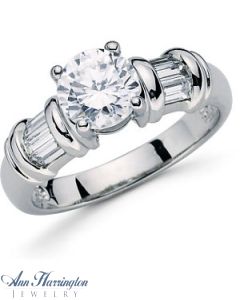 Platinum 1/3 ct tw Diamond Baguette Engagement Ring, 6.5 mm Semi Setting