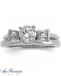 14k White or Yellow Gold .08 ct tw Baguette Diamond Ring Enhancer, F1296