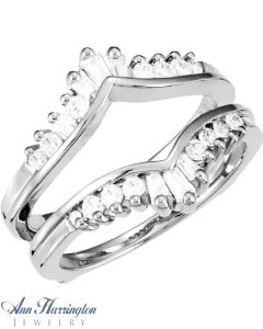 14k White or Yellow Gold 3/8 ct tw Baguette and Round Diamond Chevron Ring Guard, F1299