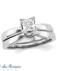 14k White or Yellow Gold 1/2 ct Princess Cut Diamond Tulipset Solitaire Engagement Ring