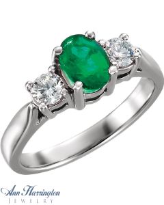 Platinum 7x5 Genuine Emerald And 3/8 ct tw Diamond Ring