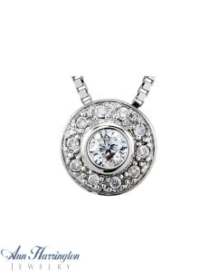 14k White Gold 1/6 ct tw Diamond Bezel Necklace