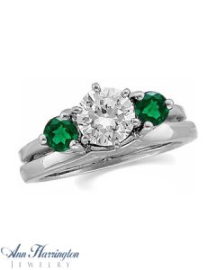 14k White or Yellow Gold 2 Stone Genuine Emerald Ring Enhancer, F1608