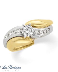 14k 2-Tone ct tw Diamond Engagement Ring, Semi Mounting Wedding Set