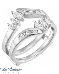 14k White or Yellow Gold 3/8 ct tw Marquise and Round Diamond Ring Guard, F1612