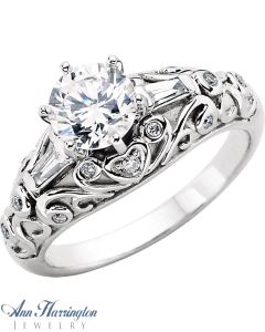 14k White Gold 1/4 ct tw Diamond Antique Style Engagement Ring Semi Mounting