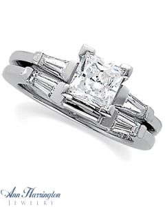 Platinum 1/3 ct tw Diamond Engagement Ring, 6x6 mm Princess Semi Setting