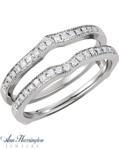 14k White Gold 1/4 ct tw Diamond Antique Style Ring Guard, F2397