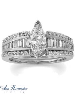 14k White or Yellow Gold 3/4 ct tw Baguette and Round Diamond Ring Enhancer, F2398