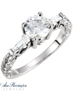 Platinum 1/3 ct tw Diamond Engagement Ring, 6.5 mm Semi Setting