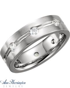 14k White Gold 1/2 ct tw Diamond Women's and Men's 6 mm Wedding Band