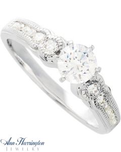 14k White Gold 1/4 ct tw Diamond Engagement Ring, Semi Mounting