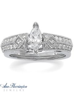 14k White Gold 1/3 ct tw Diamond Antique Style Ring Enhancer, F3969