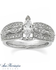 14k White Gold 1/3 ct tw Diamond Antique Style Ring Enhancer, F3974