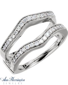 14k White or Yellow Gold 1/3 ct tw Diamond Antique Style Ring Guard, F4855