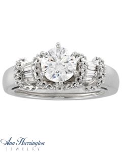 14k White Gold 1/3 ct tw Baguette and Round Diamond Ring Enhancer, F4871