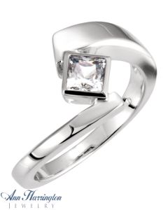 14k White Gold 1/2 ct Princess Cut Diamond Engagement Ring, F4920