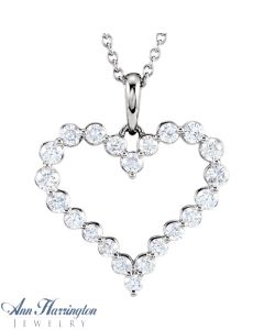 14k White, Yellow or Rose Gold 1 ct tw Diamond Heart Necklace