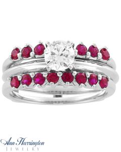 14k White or Yellow Gold Genuine Ruby Ring Guard, F5004