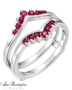 14k White or Yellow Gold Genuine Ruby Chevron Ring Guard, F5011