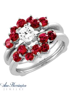 14k White or Yellow Gold Genuine Ruby Cluster Ring Guard, F5013