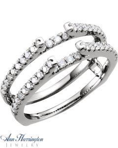 14k White or Yellow Gold 1/2 ct tw Diamond Pave Cathedral Ring Guard, F51356