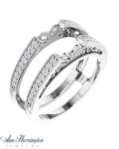 14k White or Yellow Gold 1/4 ct tw Diamond Antique Style Cathedral Ring Guard, F51358