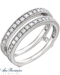 14k White Gold 1/3 ct tw Diamond Antique Style Ring Guard, F51996