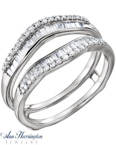 14k White, Yellow or Rose Gold 1/2 ct tw Baguette and Round Diamond Antique Style Ring Guard, Ring Guards, Ring Enhancers, F52102