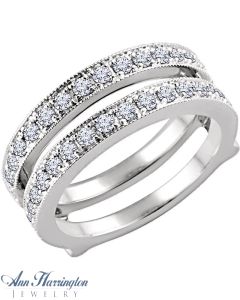 14k White, Yellow or Rose Gold 1/2 ct tw Diamond Antique Style Ring Guard, F52106