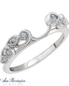 14k White, Yellow or Rose Gold 1/8 ct tw Diamond Antique Style Ring Enhancer
