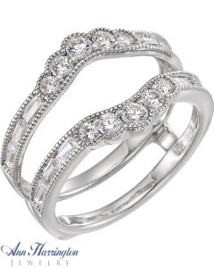 14k White, Yellow, Rose Gold or Platinum 1 ct tw Round and Baguette Diamond Ring Guard