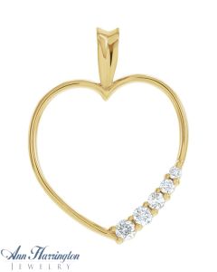 14k Yellow or White Gold 1/5 ct tw Journey Diamond Heart Pendant